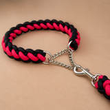 Half-check dog collar with polished chain and swivel leash connector