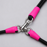 Close-up of rotating metal splitter on dual dog leash