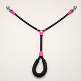 Complete Y-shaped dual dog leash with two snap hooks