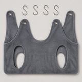 Gray dog grooming hammock with reinforced hanging hooks