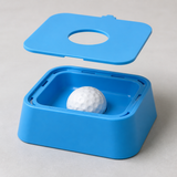 Blue dog frozen treat toy with removable top panel