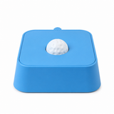 Blue interactive frozen treat licking toy for dogs on white background
