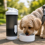 Detachable bottom cup used as a pet drinking bowl
